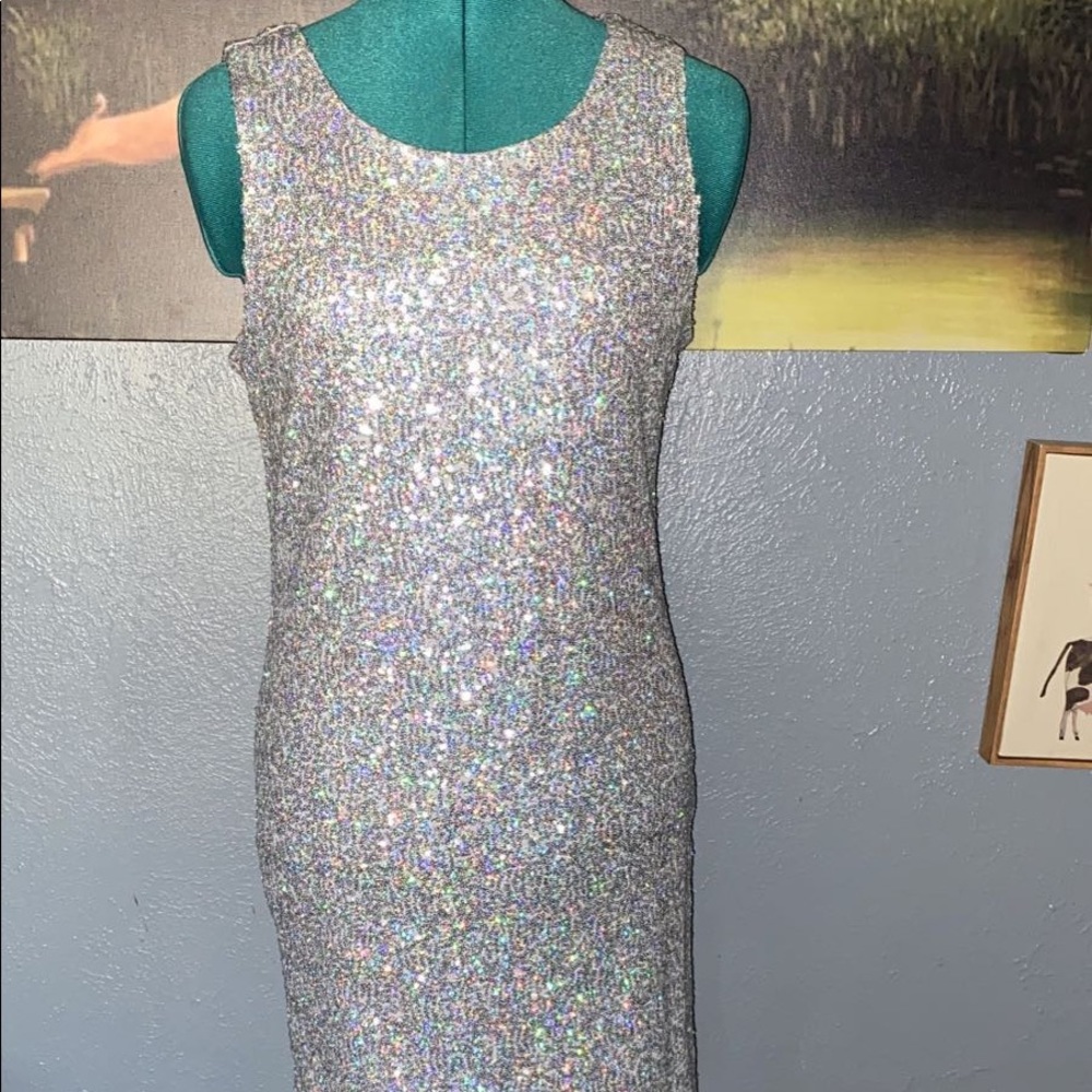 Candies Stardust Silver Sequin Dress
